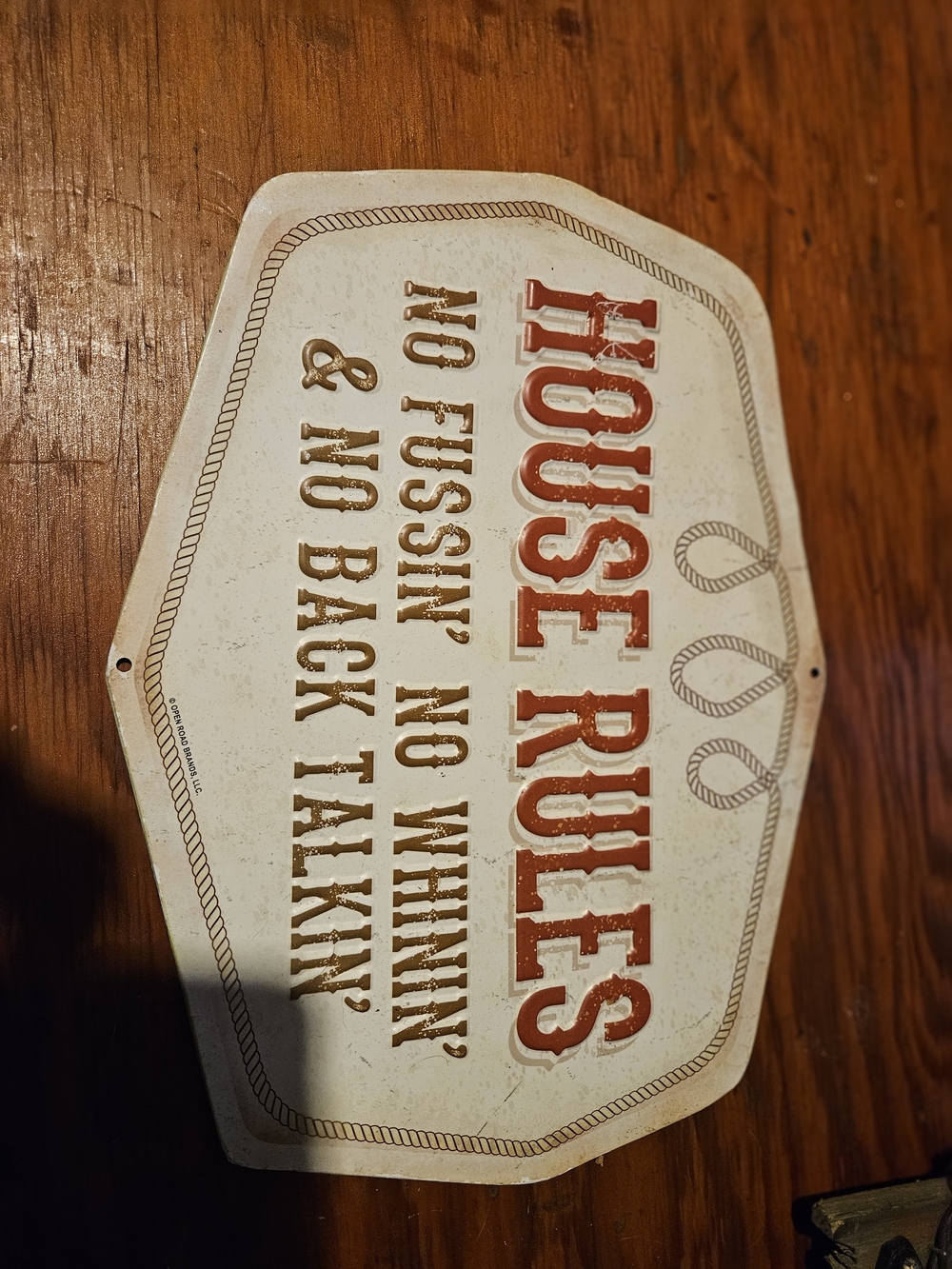 House Rules Vintage Style Metal Sign - Red & Cream